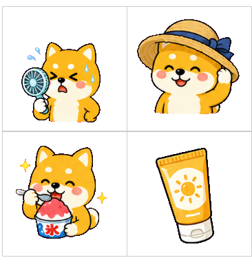 夏の豆柴 酷暑を乗り切るアイテム絵文字 メイン画像
